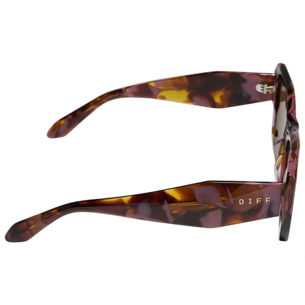 DIFF Aura Polarized Sunglasses Torino Pink Tortoise Frame Brown Lens NWT